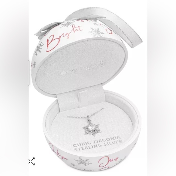 NWT Ornament Box w/ Cubic Zirconia ❄️ 18” Pendant Necklace in Sterling Silver - Picture 2 of 6